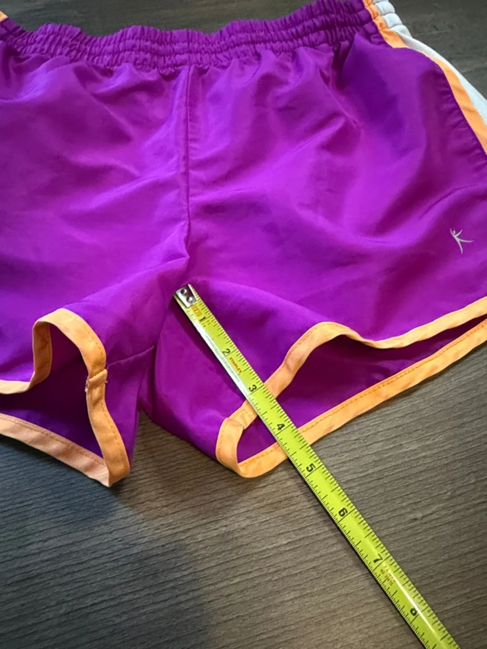Danskin Now Magenta Athletic Shorts with Yellow Trim and White Panels Womens M